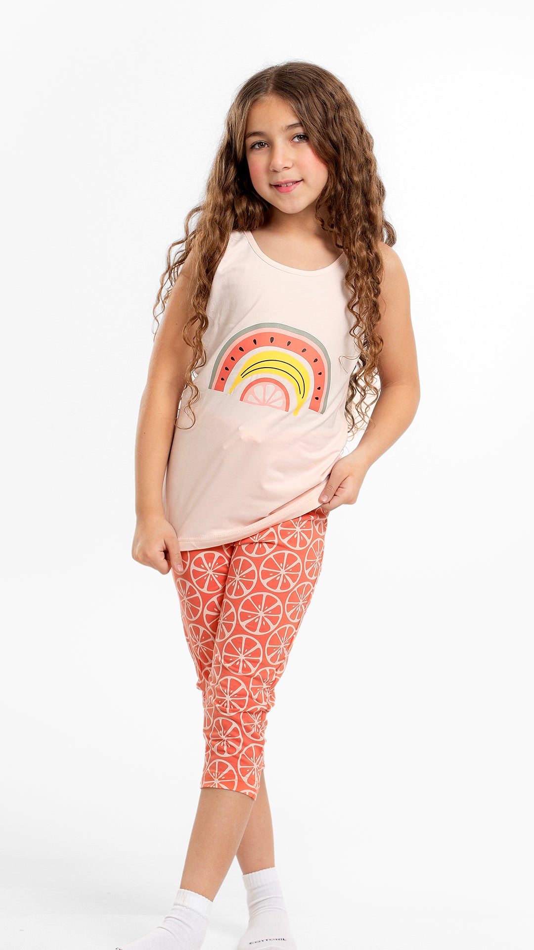 Grils Pajama Set (Pantacore+ sleeveless) - 924 - بيجاما صيفي بناتي