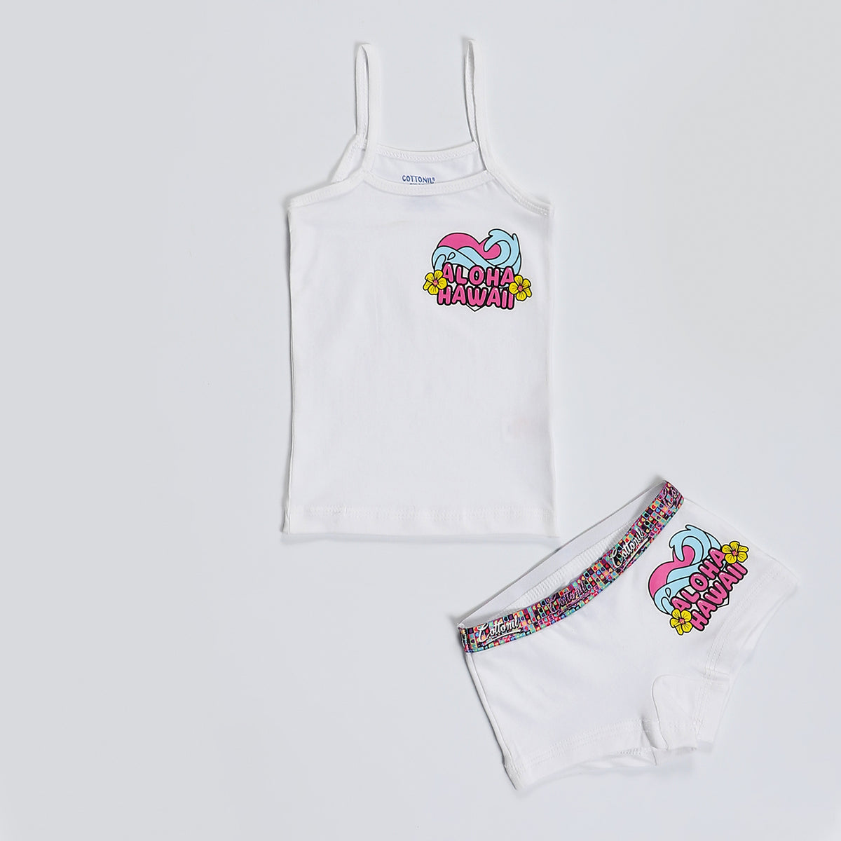 Girls Printed Set (Hotshort+TOP) WHITE --طقم بناتي هوت شورت وتوب