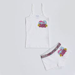 Girls Printed Set (Hotshort+TOP) WHITE --طقم بناتي هوت شورت وتوب