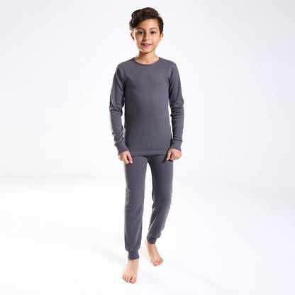 Boys Thermal Slip On, Elastic Waist & Elastic Hem Cotton Undergarment - Grey